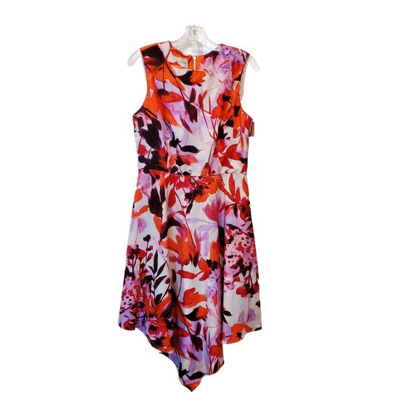 Donna‎ Morgan handkerchief hem floral dress. very gently worn. size 8. - Picture 1 of 4